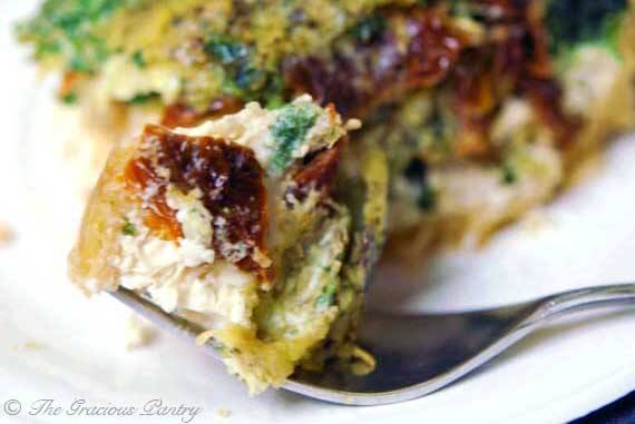 Clean Eating Pesto Quiche With Sun Dried Tomatoes