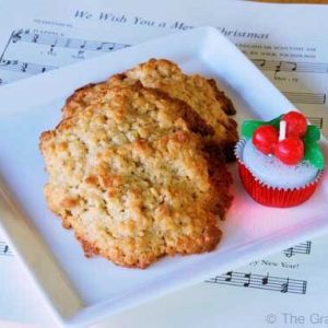 German Oatmeal Cookies on a white, square plate.