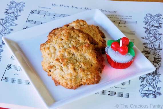 German Oatmeal Cookies on a white, square plate.