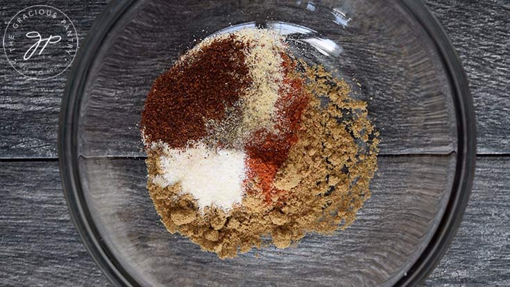 All the spices for this taco seasoning in a bowl.