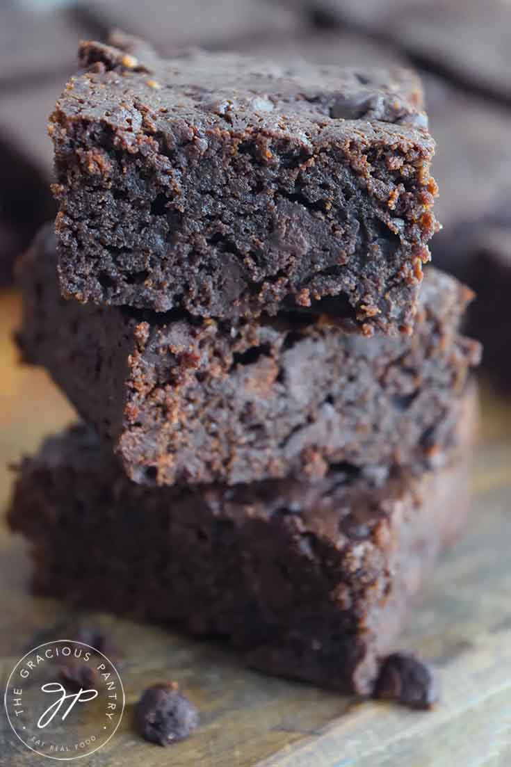 An up close view of these healthy brownies shows all the details of this delicious dessert.