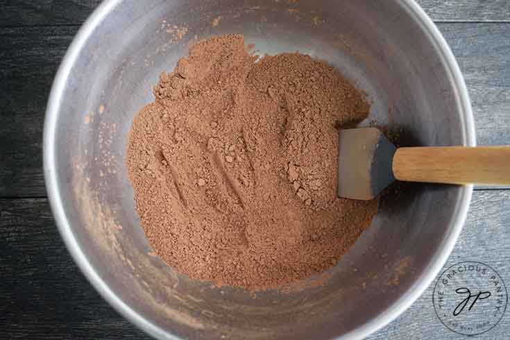 Mixing the dry ingredients for this Healthy Brownies Recipe