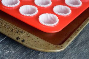 If muffin pan is silicone, set on a cookie sheet.