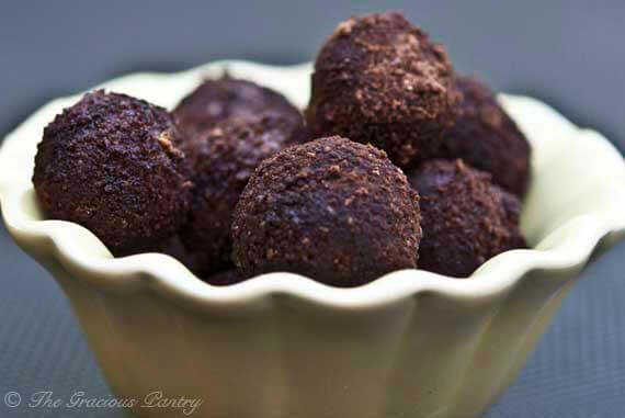 A yellow bowl filled with cocoa-covered Jum-Jills