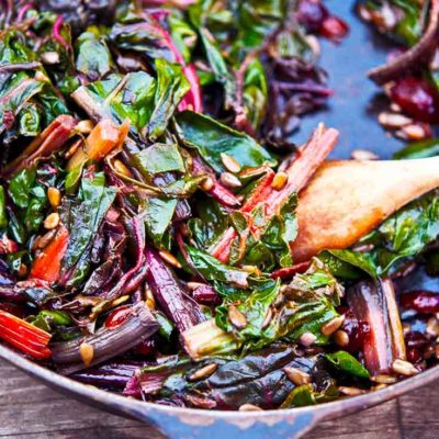 This rainbow chard recipe makes a delicious and nutritious side dish. Filled with superfoods including cranberries and sun flower seeds, you'll enjoy this again and again!