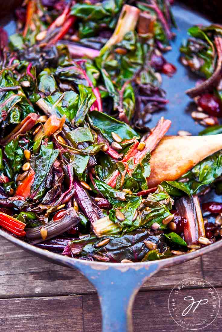 This rainbow chard recipe makes a delicious and nutritious side dish. Filled with superfoods including cranberries and sun flower seeds, you'll enjoy this again and again!