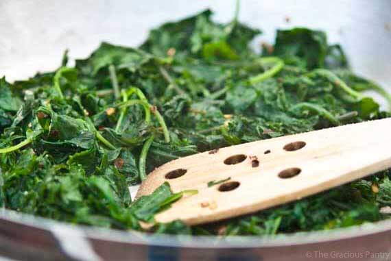 making a baby kale recipe in a wok