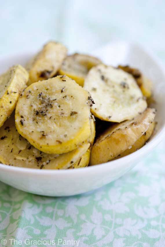 grilled yellow squash in a bowl