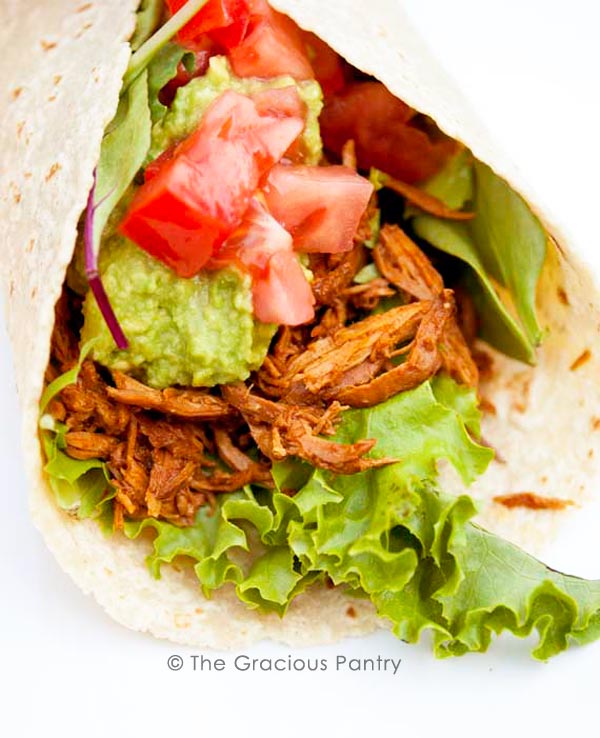 Clean Eating Slow Cooker BBQ Chicken Soft Tacos Recipe