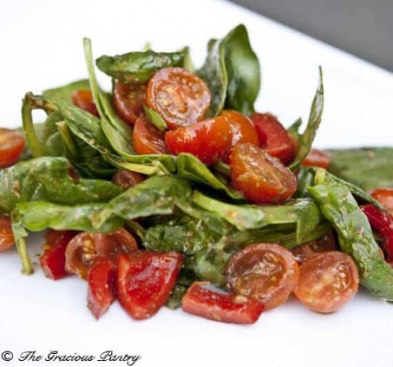 Clean Eating Spinach Salad with Pesto Dressing