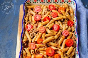 Pour mixture into a casserole dish.