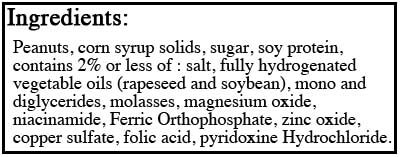 In this guide called, 'What is clean peanut butter' this image shows an ingredient list from a jar of peanut butter that is not clean.