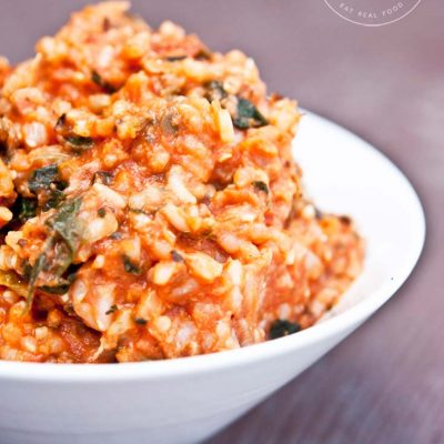 Clean Eating Spaghetti Rice With Spinach Recipe