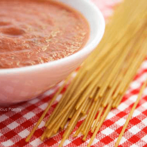 A white bowl filled with Simple Spaghetti Sauce