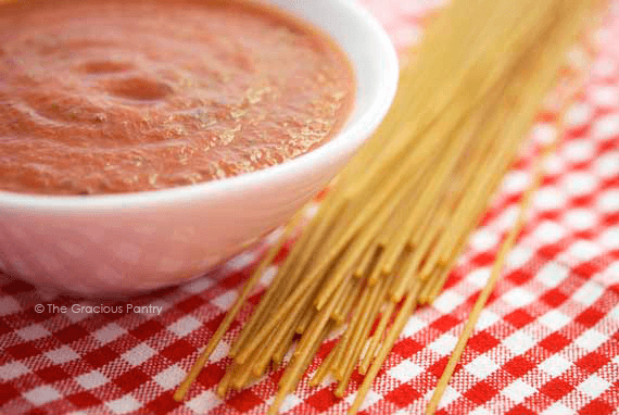 A white bowl filled with  Simple Spaghetti Sauce