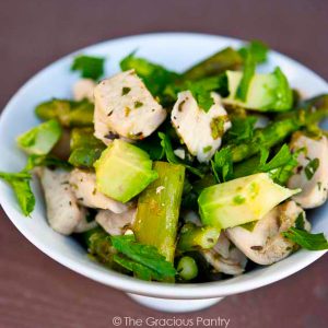 Chicken Asparagus Skillet Recipe in a bowl and ready to eat.