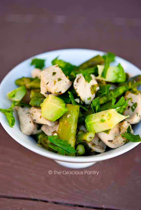 Chicken Asparagus Skillet Recipe in a bowl and ready to eat.