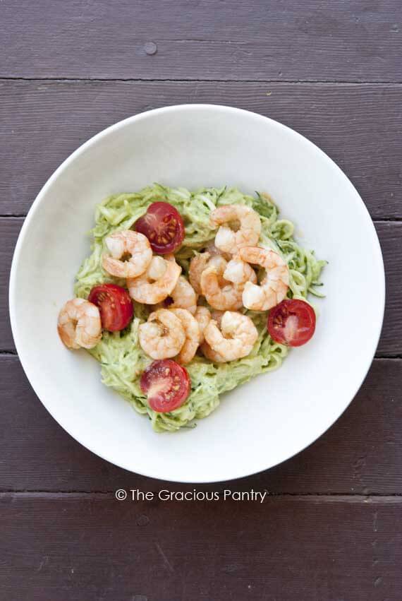 Shrimp Zucchini Pasta With Avocado Pesto Alfredo Recipe