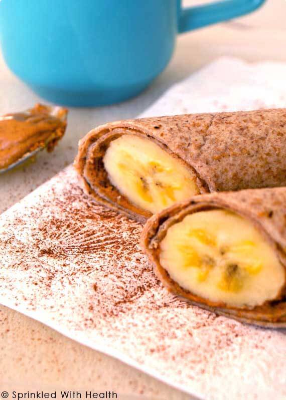 10 Clean Eating On-The-Go Breakfast Recipes - Peanut Butter and Banana Roll Up