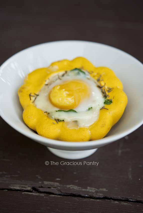 baked patty pan squash and eggs