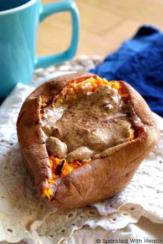 10 Clean Eating On-The-Go Breakfast Recipes - Sweet Potato with Almond Butter and Cinnamon