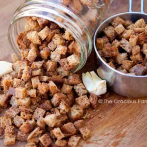Clean Eating Garlic Rosemary Croutons Recipe