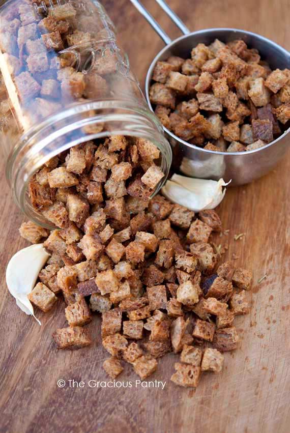 Clean Eating Garlic Rosemary Croutons Recipe