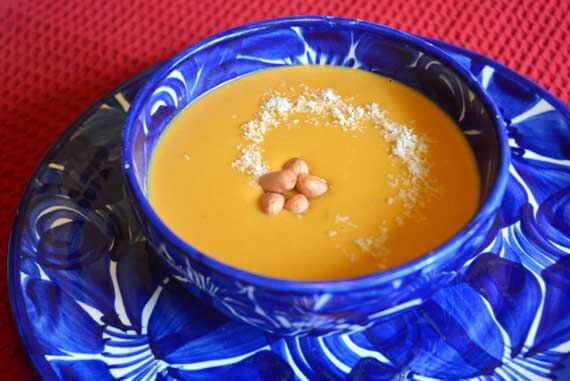 Clean Eating Sweet Potato Soup with Peanut Butter and Coconut Milk