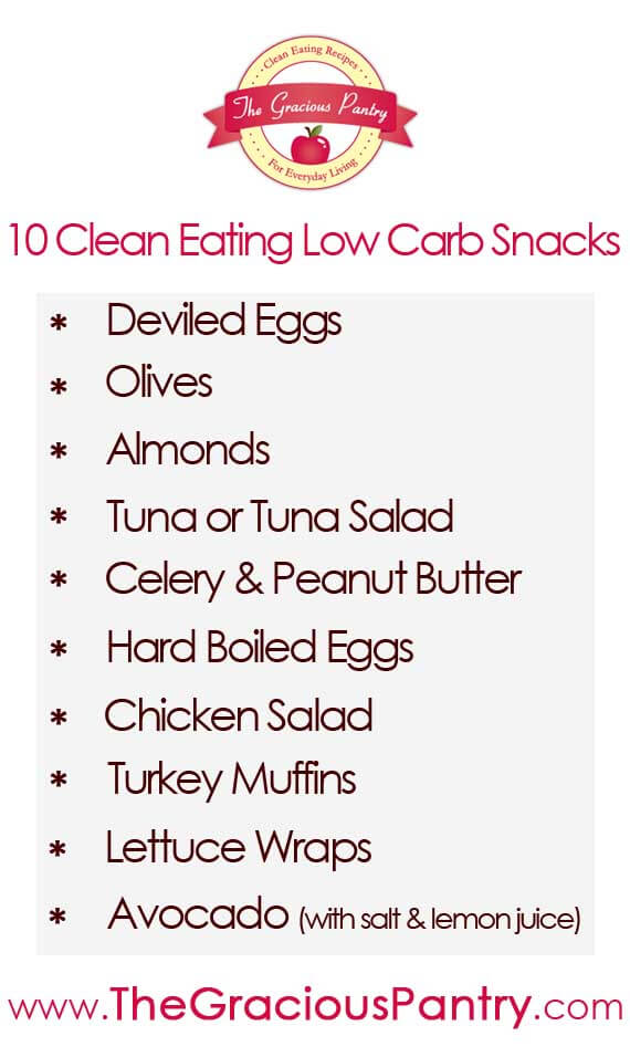 A helpful list of low carb snack ideas you can pin or save.