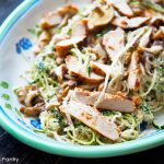 Clean Eating Shiitake and Hazelnut Zoodles With Barbecued Chicken