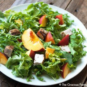 Clean Eating Pork, Peach & Arugula Salad With Peach Vinaigrette
