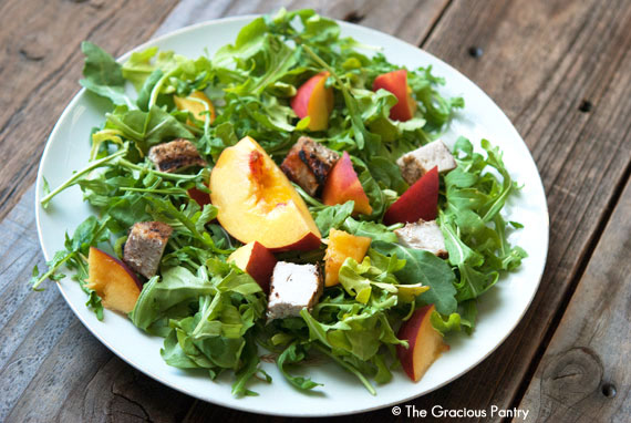 Pork Peach Arugula Salad With Peach Vinaigrette Recipe