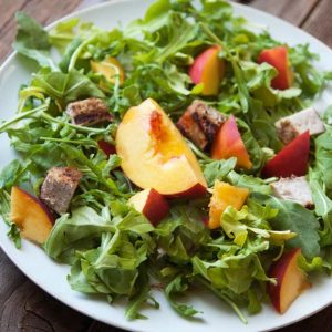 Clean Eating Pork, Peach & Arugula Salad With Peach Vinaigrette