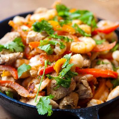 Barbecued Southwestern Chicken And Shrimp Skillet Recipe