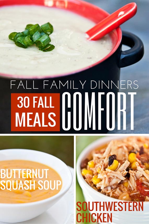 Three images of clean eating comfort food recipes from this list of 30 Clean Eating Fall Family Meals