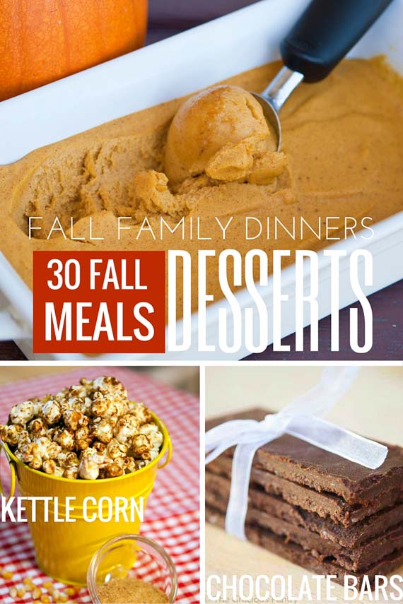 Three images of clean eating dessert recipes from this list of 30 Clean Eating Fall Family Meals