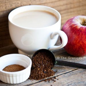 Apple Pie Spice Latte in a white mug.