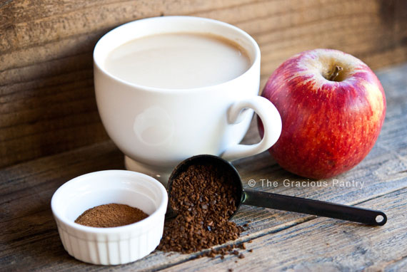 Apple Pie Spice Latte in a white mug.