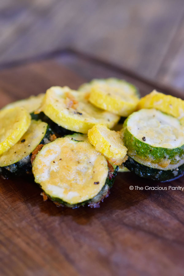 slices of roasted squash and zucchini