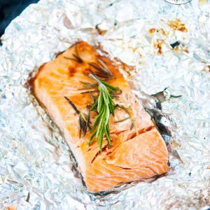 Clean Eating Hot Coal Roasted Garlic Rosemary Salmon Recipe