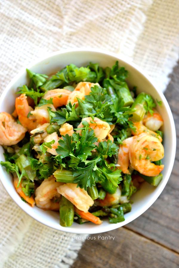 Clean Eating Shrimp And Asparagus Skillet Recipe Served