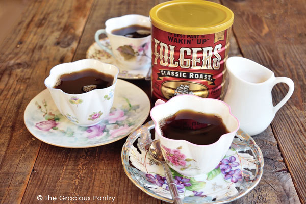 Oma's Holiday Spiced Coffee Recipe In teacups.