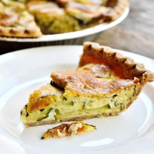 slice of Zucchini Pie on white plate