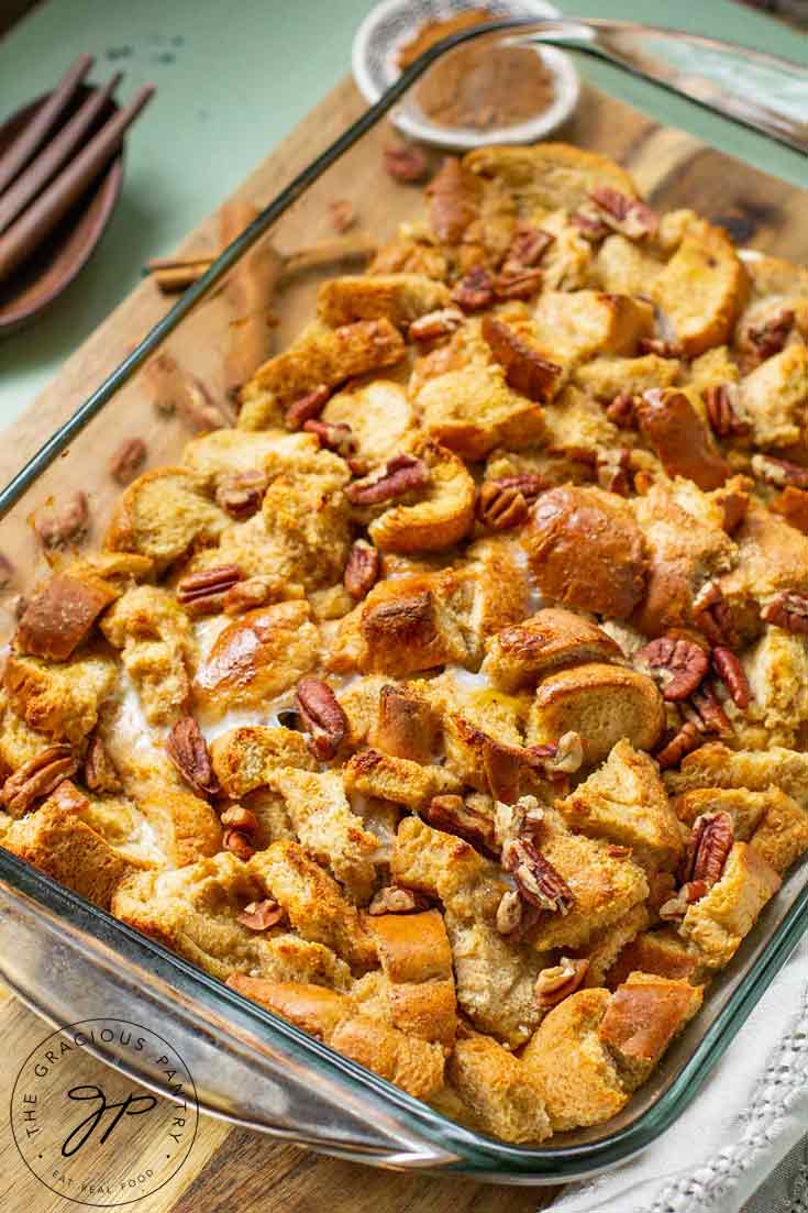 A freshly baked, Pumpkin Spice French Toast Casserole