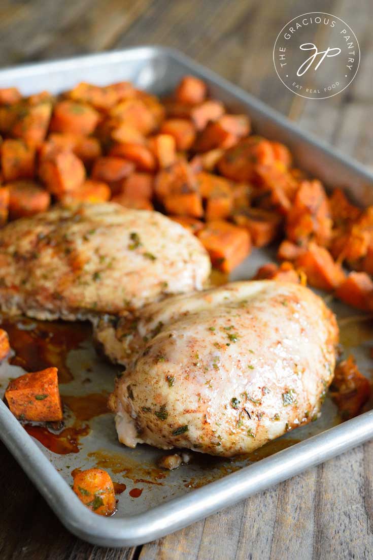 Clean Eating Cinnamon Carrots And Chicken Sheet Pan Dinner Recipe