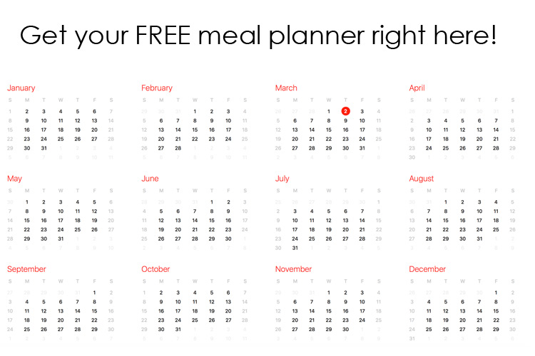 Clean Eating Meal Planner calendar image of the months in a year.