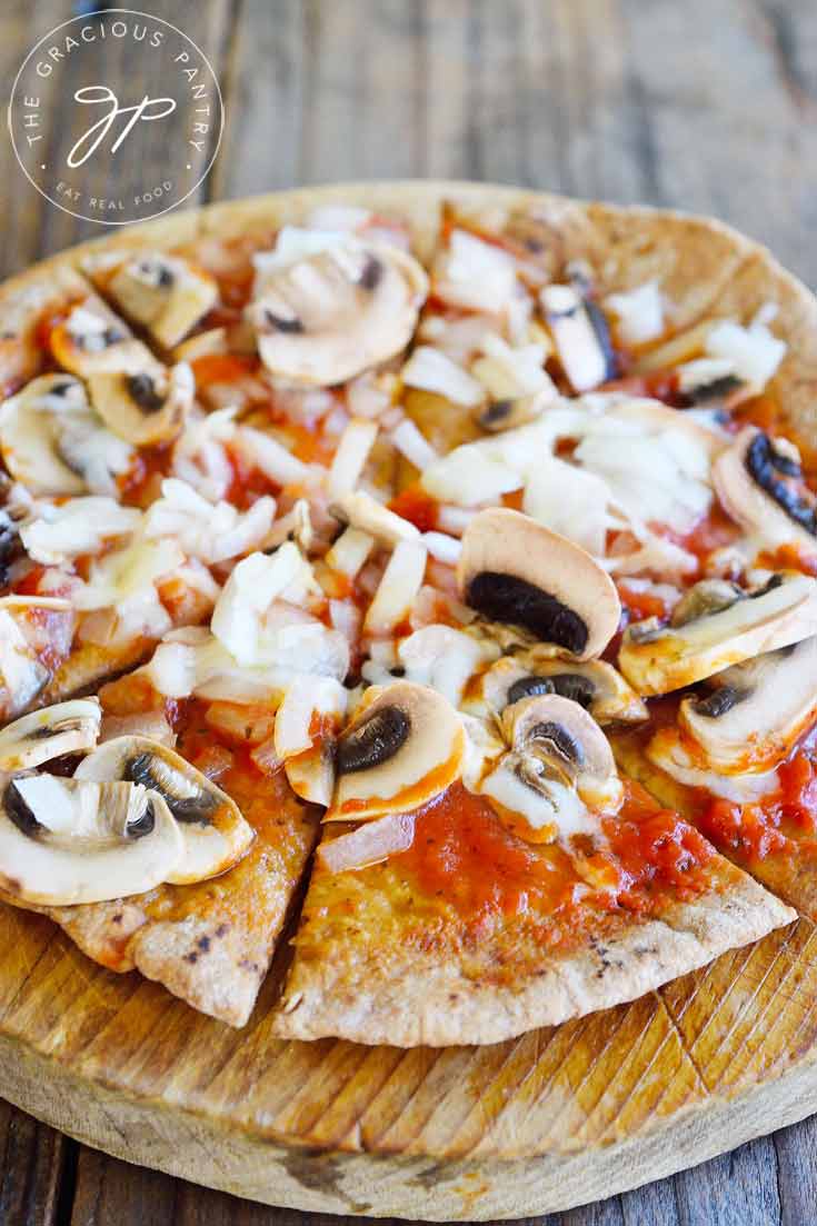 Clean Eating Mushroom Onion And Swiss Pita Pizza Recipe