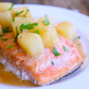 Clean Eating Sheet Pan Hawaiian Salmon Recipe