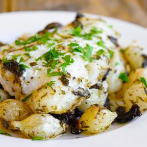 Clean Eating Sheet Pan Mushroom And Onion Cod Recipe
