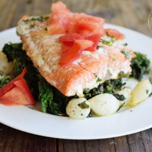 Clean Eating Baked Salmon Florentine Recipe